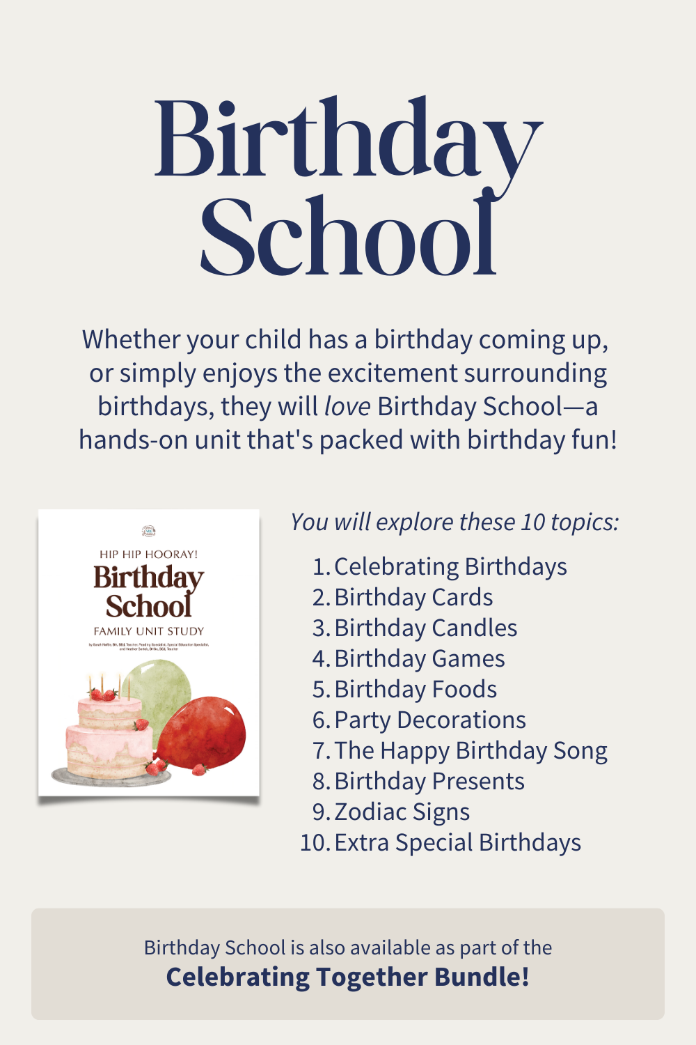 Birthday School Family Unit Study Bundle