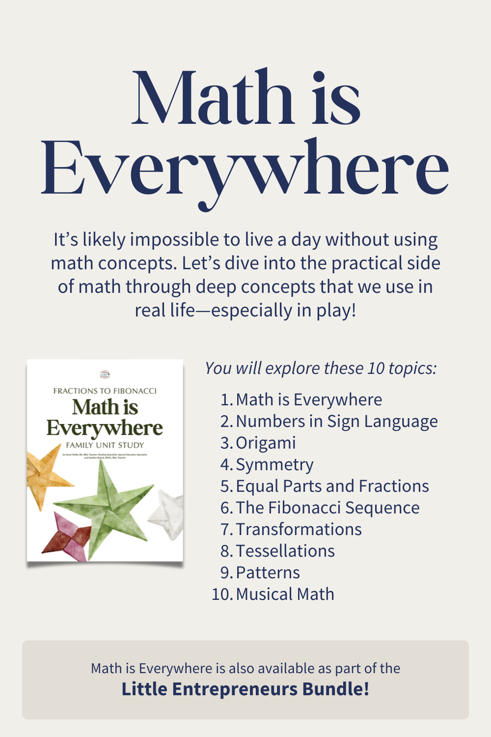 Math is Everywhere Family Unit Study Topics