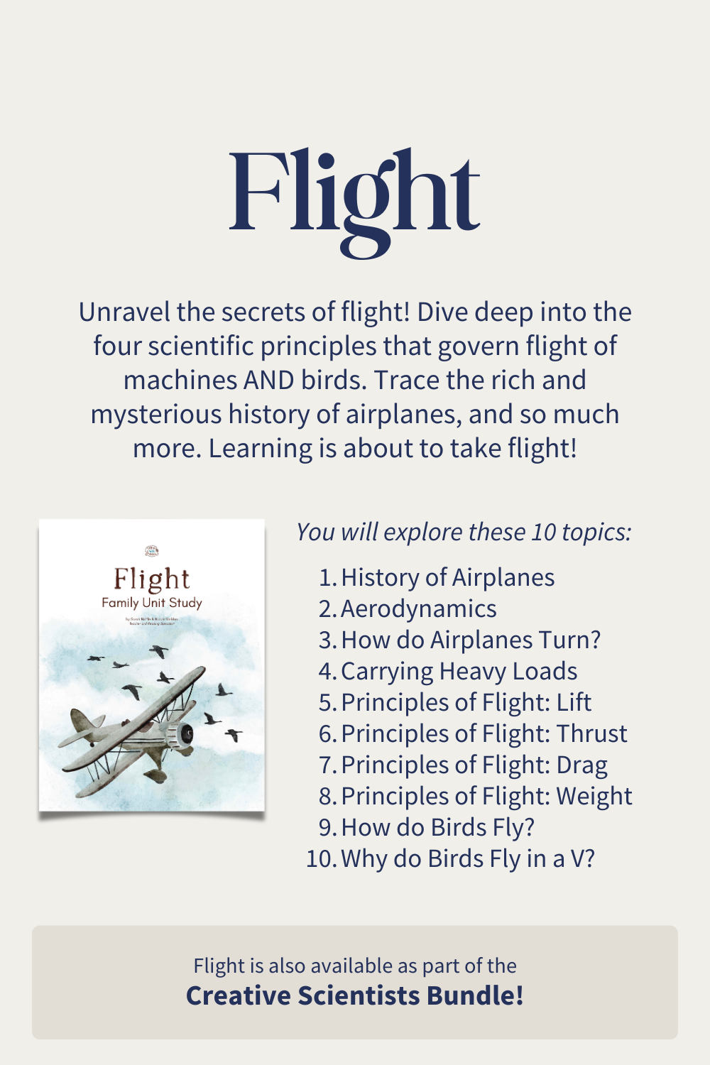 the 10 topics included in the Flight Family Unit Study