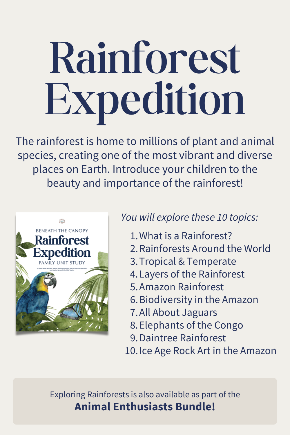 Rainforest Expedition Family Unit Study