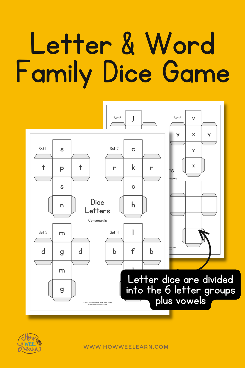 Udgangspunktet underskud notifikation Printable Letter & Word Family Dice Game – How Wee Learn
